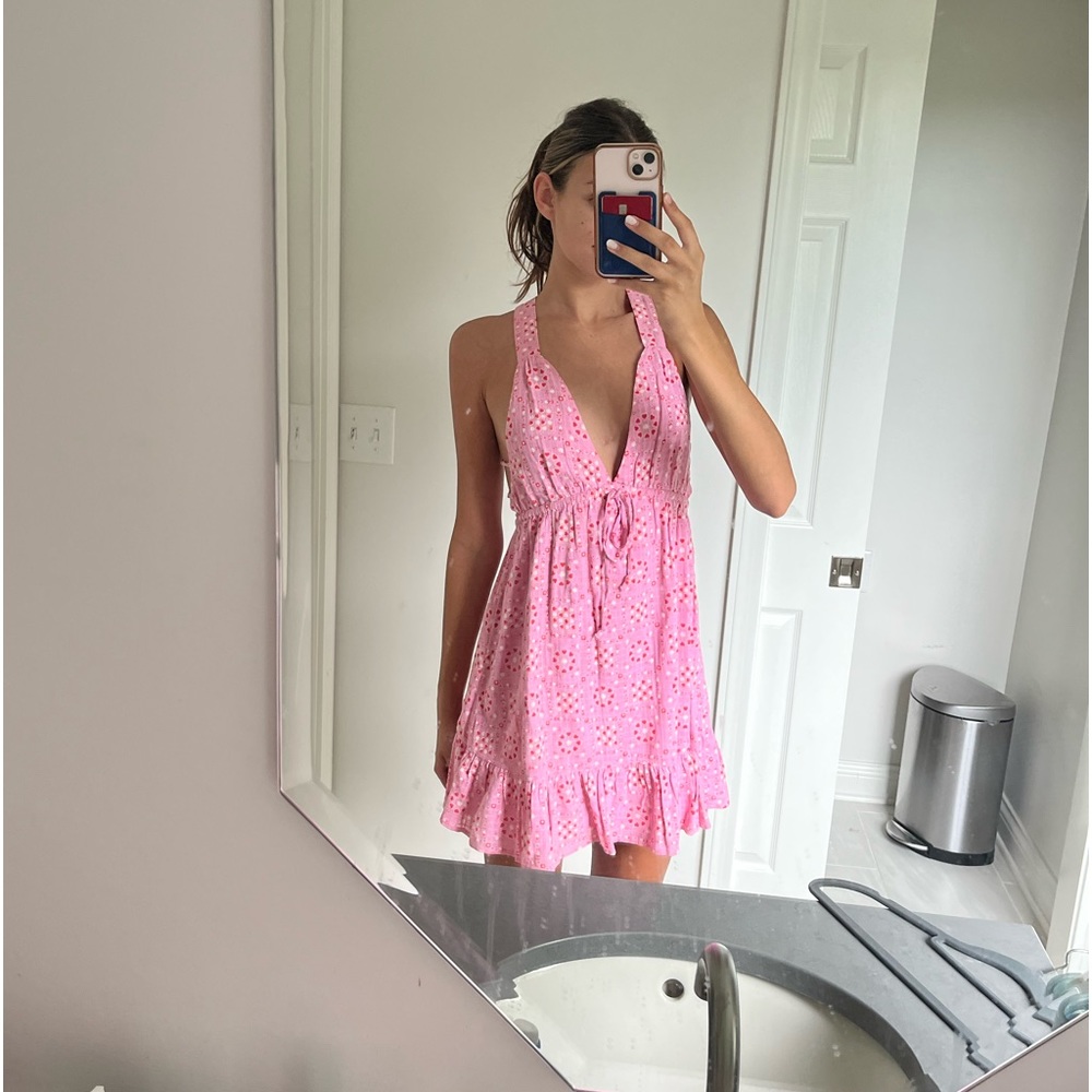 Urban outfitters dress, pink and white, Xs